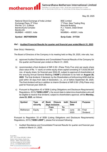 Thumbnail Samvardhana Motherson Financial Statement 2024-2025