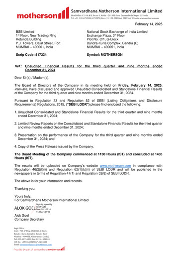 Thumbnail Samvardhana Motherson Quarterly Report 2024-q3