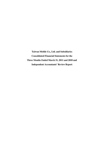 Thumbnail Taiwan Mobile
 Quarterly Report 2011-q1