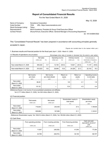 Thumbnail Kanadevia Corporation Financial Statement 2025-2026