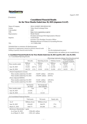 Thumbnail Sega Sammy Holdings Quarterly Report 2026-q1