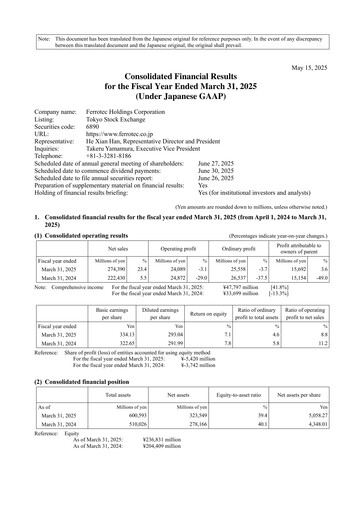 Thumbnail Ferrotec Holdings Corporation Financial Statement 2025