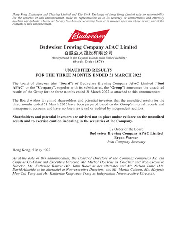 Thumbnail Budweiser APAC Quarterly Report 2022-q1