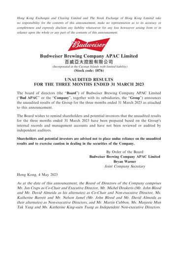 Thumbnail Budweiser APAC Quarterly Report 2023-q1