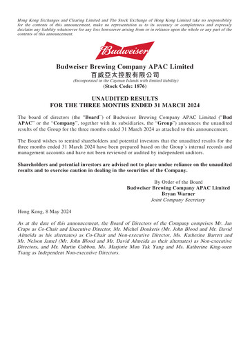 Thumbnail Budweiser APAC Quarterly Report 2024-q1