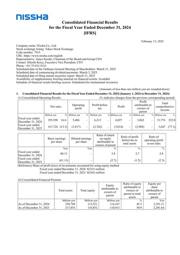 Thumbnail Nissha Co., Ltd. Financial Statement 2024