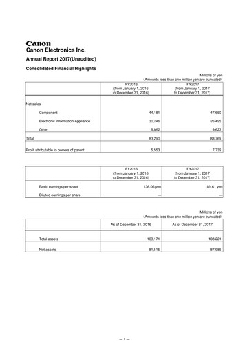 Thumbnail Canon Electronics Inc. Annual Report 2017