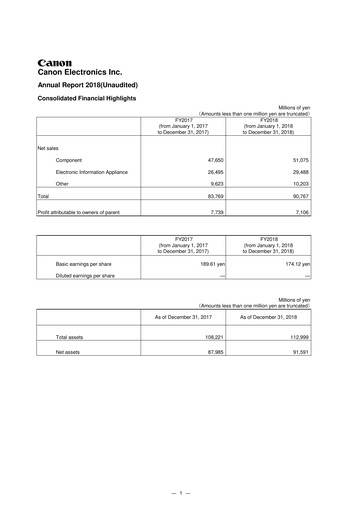 Thumbnail Canon Electronics Inc. Annual Report 2018