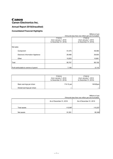 Thumbnail Canon Electronics Inc. Annual Report 2019