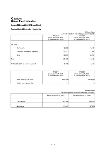 Thumbnail Canon Electronics Inc. Annual Report 2020