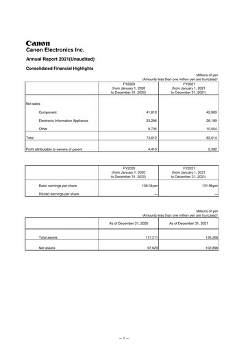 Thumbnail Canon Electronics Inc. Annual Report 2021