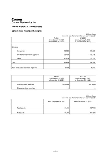 Thumbnail Canon Electronics Inc. Annual Report 2022