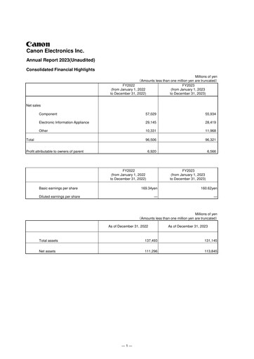 Thumbnail Canon Electronics Inc. Annual Report 2023