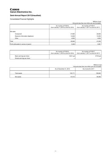 Miniature Canon Electronics Inc. Rapport semestriel 2017-h1