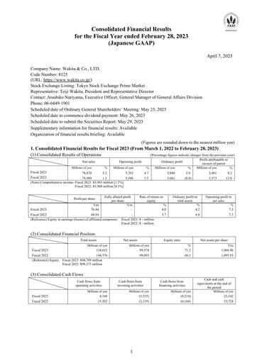 Thumbnail Wakita & Co.,LTD. Financial Report 2022-2023