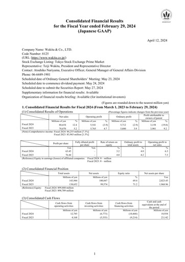 Thumbnail Wakita & Co.,LTD. Financial Report 2023-2024