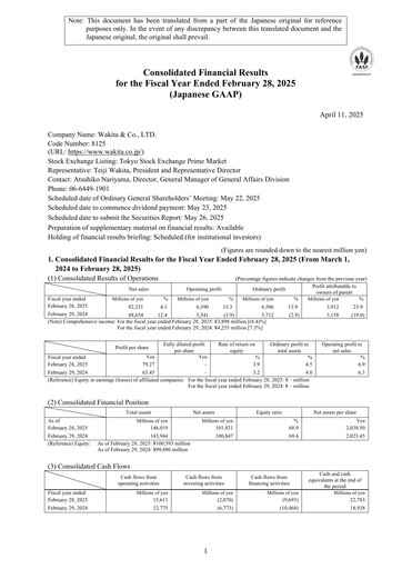 Thumbnail Wakita & Co.,LTD. Financial Report 2024-2025