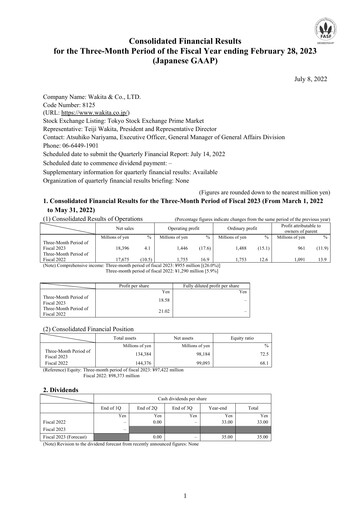 Thumbnail Wakita & Co.,LTD. Quarterly Report 2022-q1