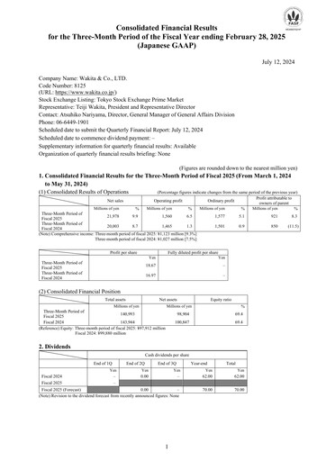 Thumbnail Wakita & Co.,LTD. Quarterly Report 2024-q1