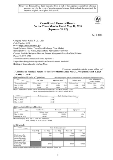 Thumbnail Wakita & Co.,LTD. Quarterly Report 2026-q1