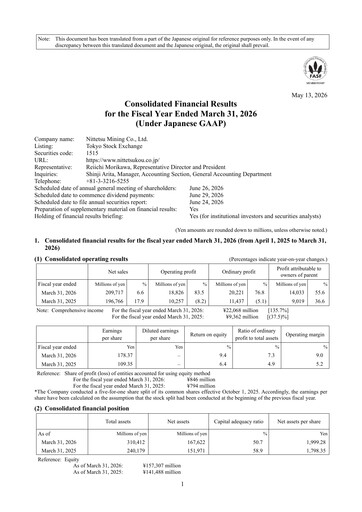 Thumbnail Nittetsu Mining Financial Statement fy2026