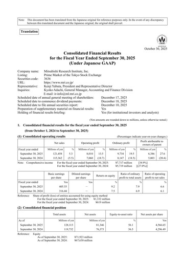 Thumbnail Mitsubishi Research Institute Financial Statement 2025