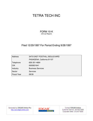Thumbnail Tetra Tech
 Annual Report 1997