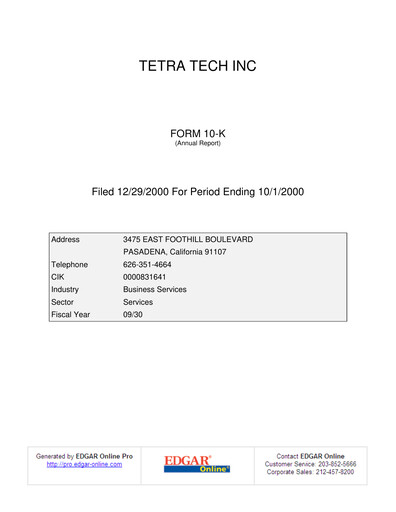 Thumbnail Tetra Tech
 Annual Report 2000