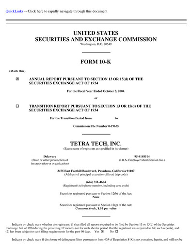 Thumbnail Tetra Tech
 Annual Report 2004