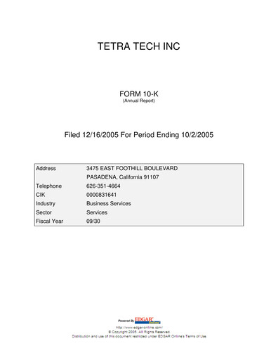 Thumbnail Tetra Tech
 Annual Report 2005