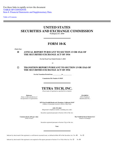 Thumbnail Tetra Tech
 Annual Report 2010