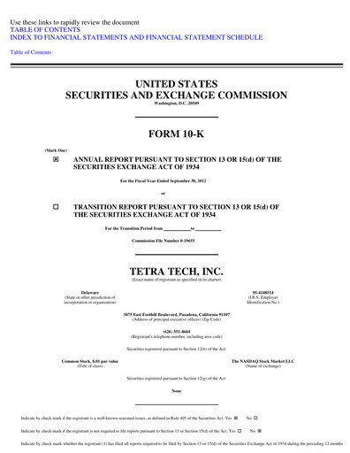 Thumbnail Tetra Tech
 Annual Report 2012