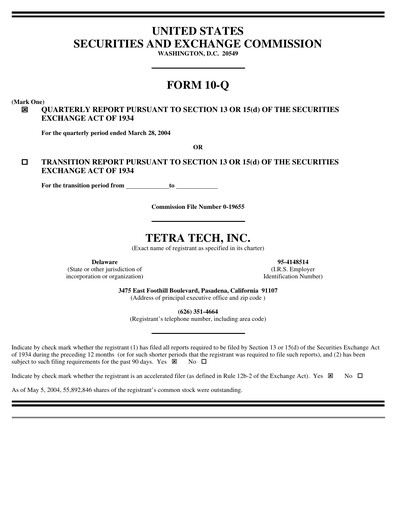 Thumbnail Tetra Tech
 Quarterly Report 2004-q2