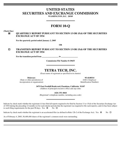 Thumbnail Tetra Tech
 Quarterly Report 2005-q1