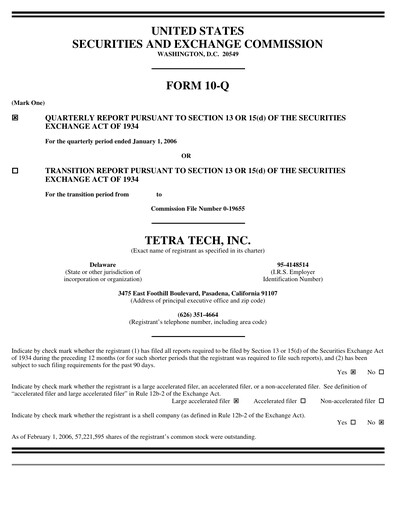 Thumbnail Tetra Tech
 Quarterly Report 2006-q1