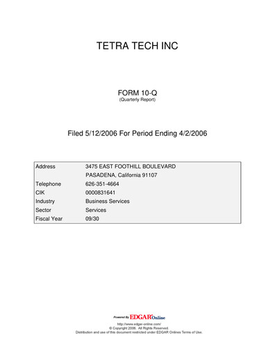 Thumbnail Tetra Tech
 Quarterly Report 2006-q2
