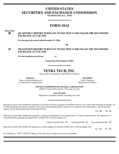 Thumbnail Tetra Tech
 Quarterly Report 2007-q1