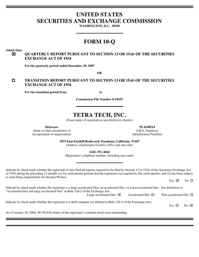 Thumbnail Tetra Tech
 Quarterly Report 2008-q1