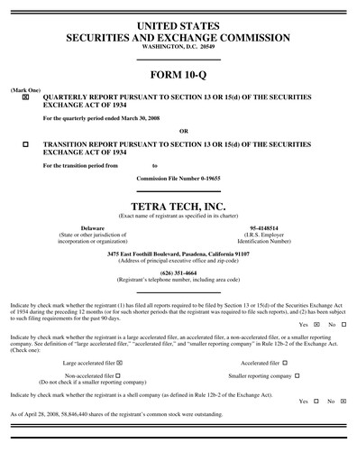 Thumbnail Tetra Tech
 Quarterly Report 2008-q2