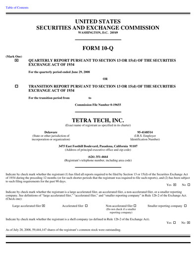 Thumbnail Tetra Tech
 Quarterly Report 2008-q3