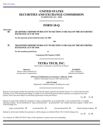 Thumbnail Tetra Tech
 Quarterly Report 2009-q1