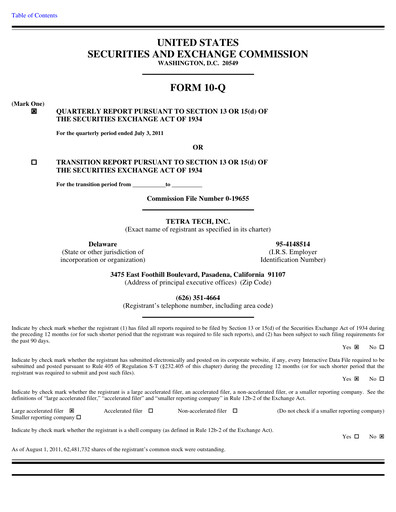 Thumbnail Tetra Tech
 Quarterly Report 2011-q3