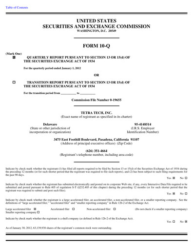 Thumbnail Tetra Tech
 Quarterly Report 2012-q1