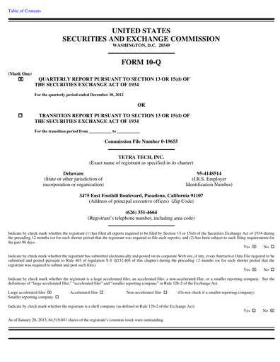 Thumbnail Tetra Tech
 Quarterly Report 2013-q1