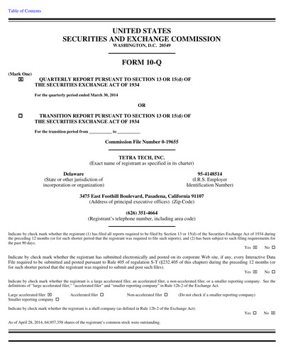 Thumbnail Tetra Tech
 Quarterly Report 2014-q2