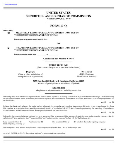 Thumbnail Tetra Tech
 Quarterly Report 2014-q3