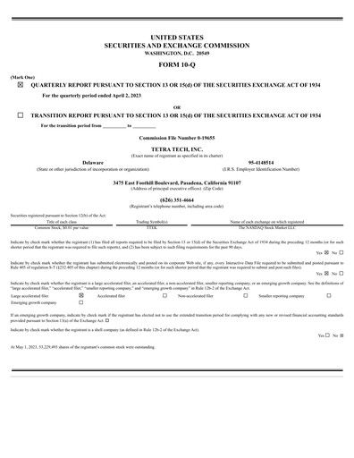 Thumbnail Tetra Tech
 Quarterly Report 2023-q2