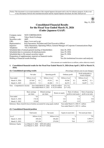 Thumbnail NOF Corporation Financial Statement fy2026