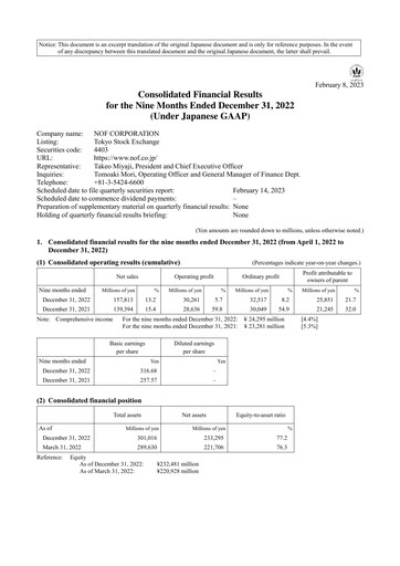 Vorschaubild NOF Corporation Quartalsbericht 2022-q3