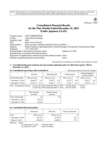 Vorschaubild NOF Corporation Quartalsbericht 2023-q3